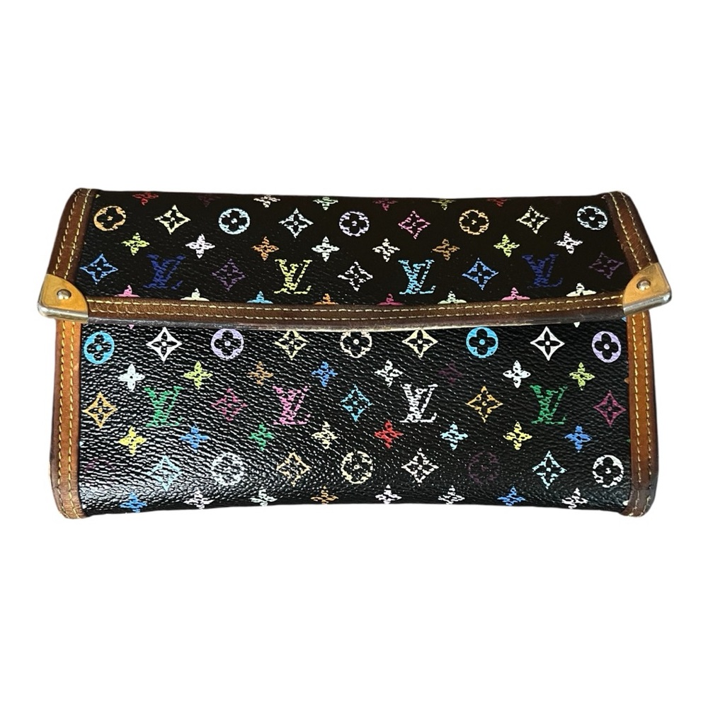 Vintage Louis Vuitton Black Multicolor Monogram Wallet.